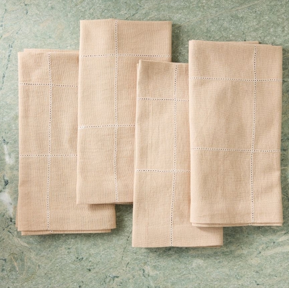 Window Pane Napkin Set of 4, Color: Camel, Retail Price $40.00 USD